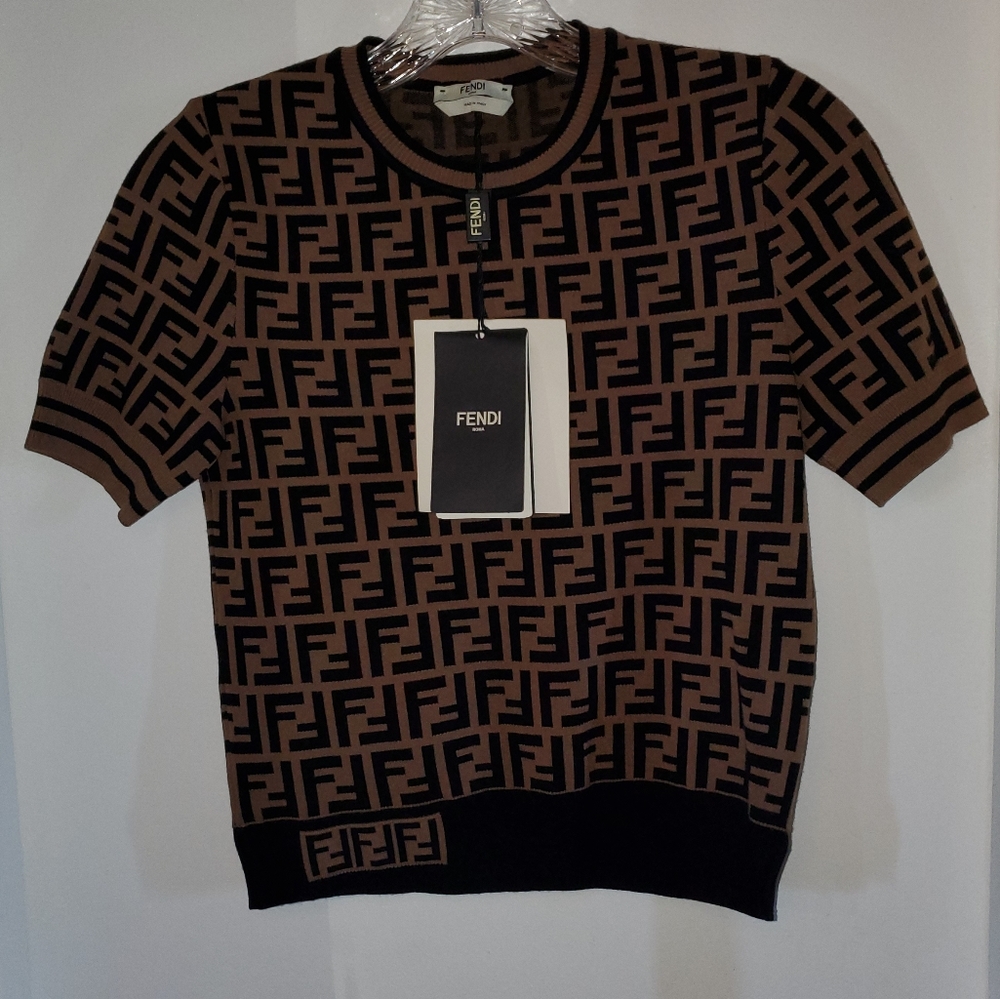 Crewneck short-sleeved FF logo T-shirt